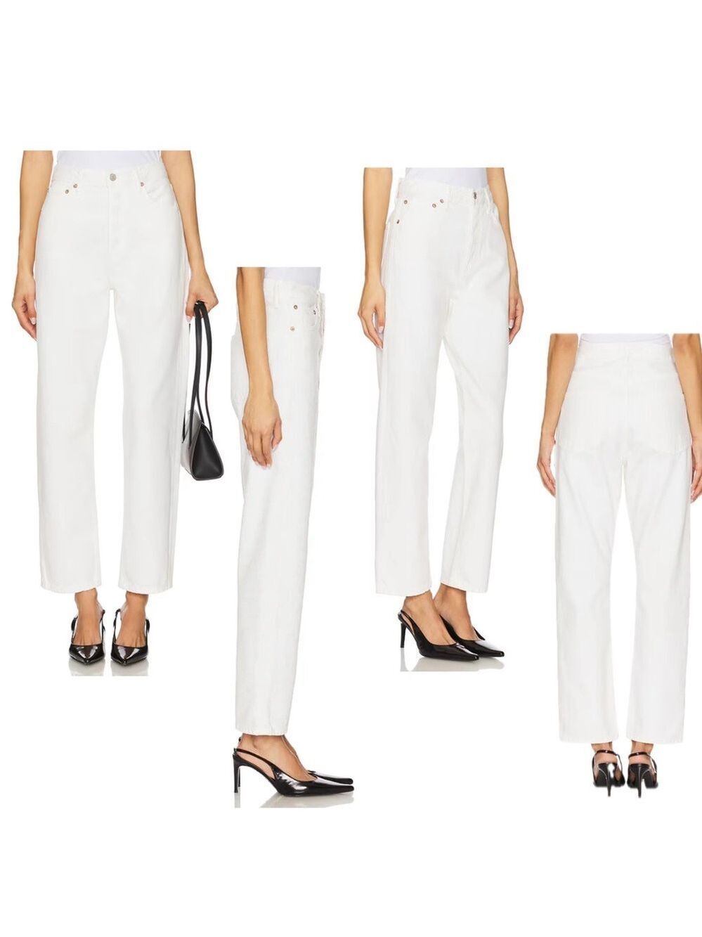 Agolde women’s 90’s Pinch ivory white button fly organic cotton denim jeans 34